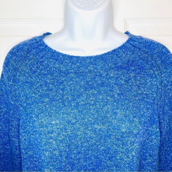 Old Navy Rib Knit Trim Marled Sweater Crew Neck Royal Blue S - Picture 3 of 11